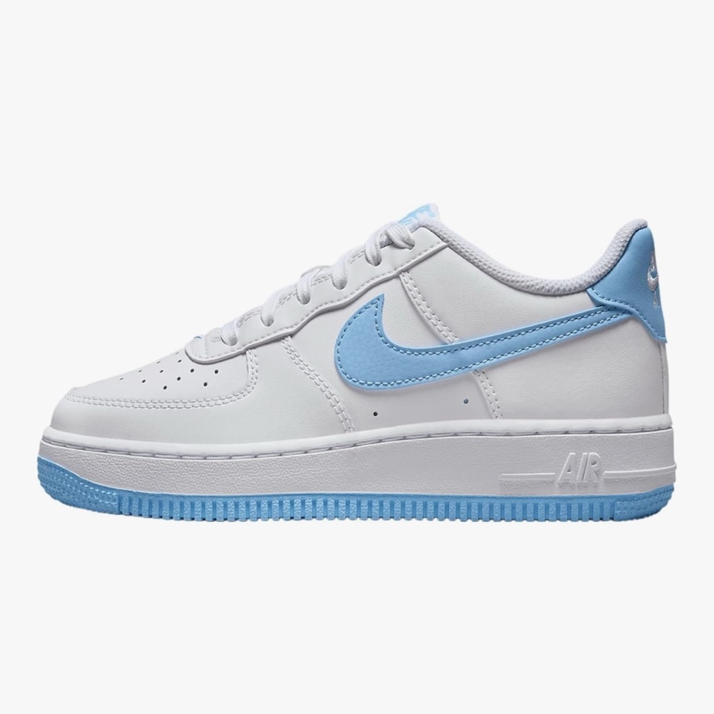 Nike Big Kids' Air Force 1 Light Blue and White Sneakers
